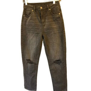 American Eagle Y2k Comfort Stretch Waistband Black Jeans Women 0 Short Pockets